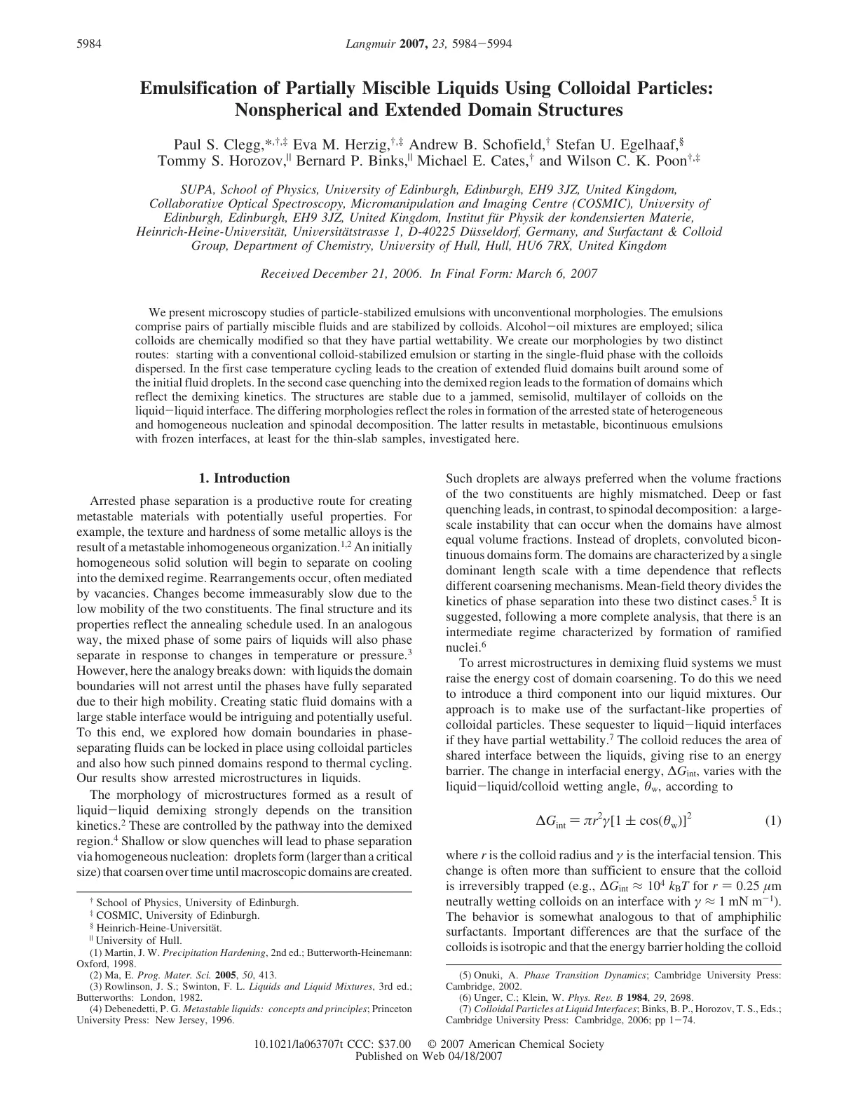 غلاف تقرير Emulsification of Partially Miscible Liquids Using Colloidal Particles: Nonspherical and Extended Domain Structures