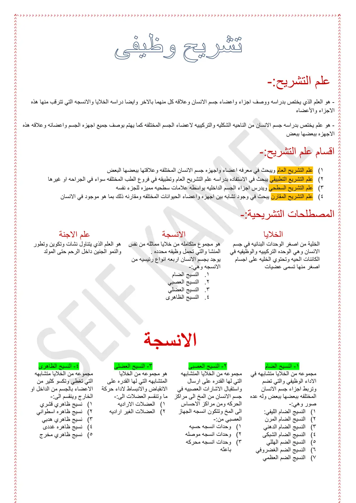 غلاف تقرير علم التشريح: تعريفه وأقسامه