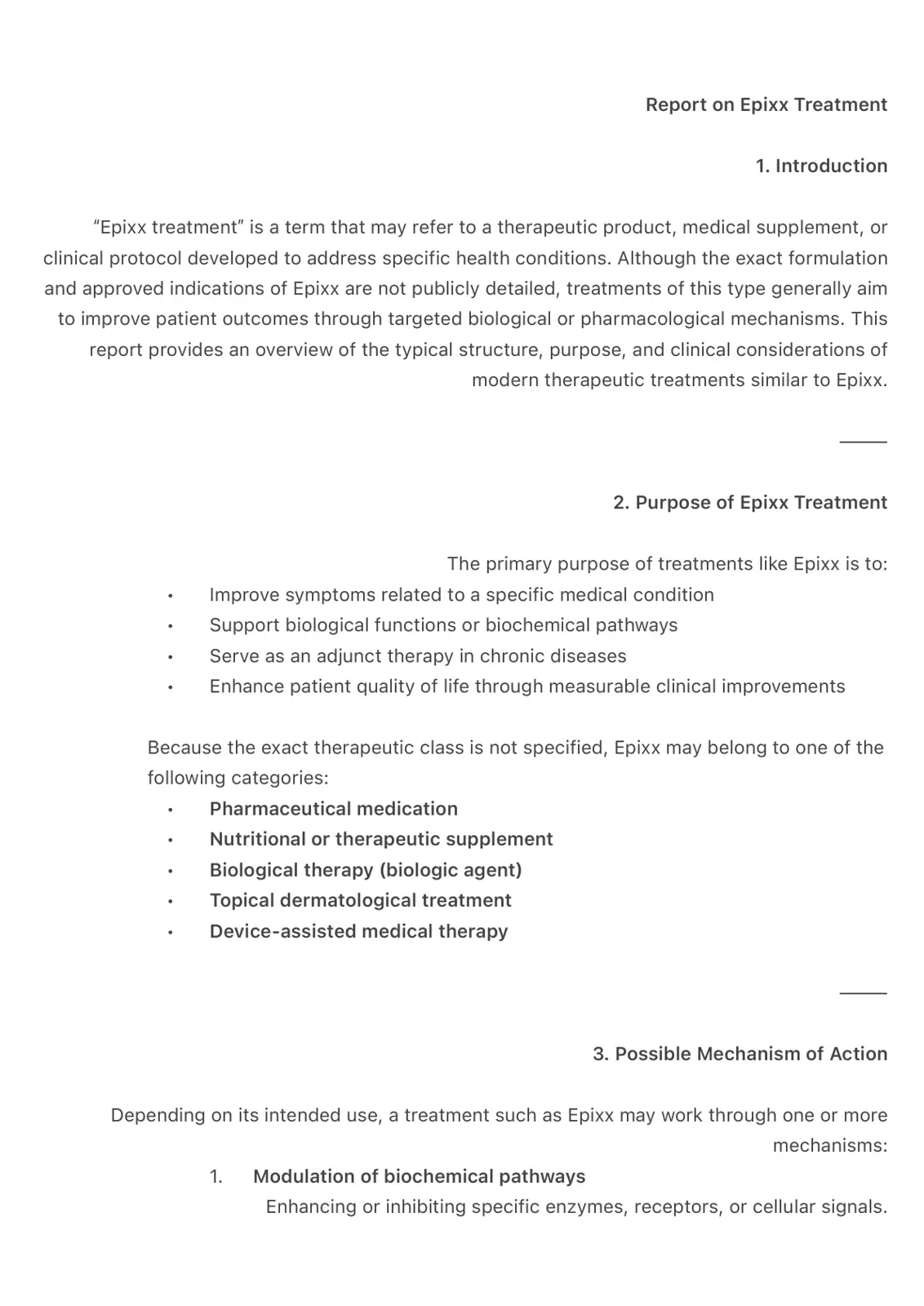 غلاف تقرير Report on Epixx Treatment