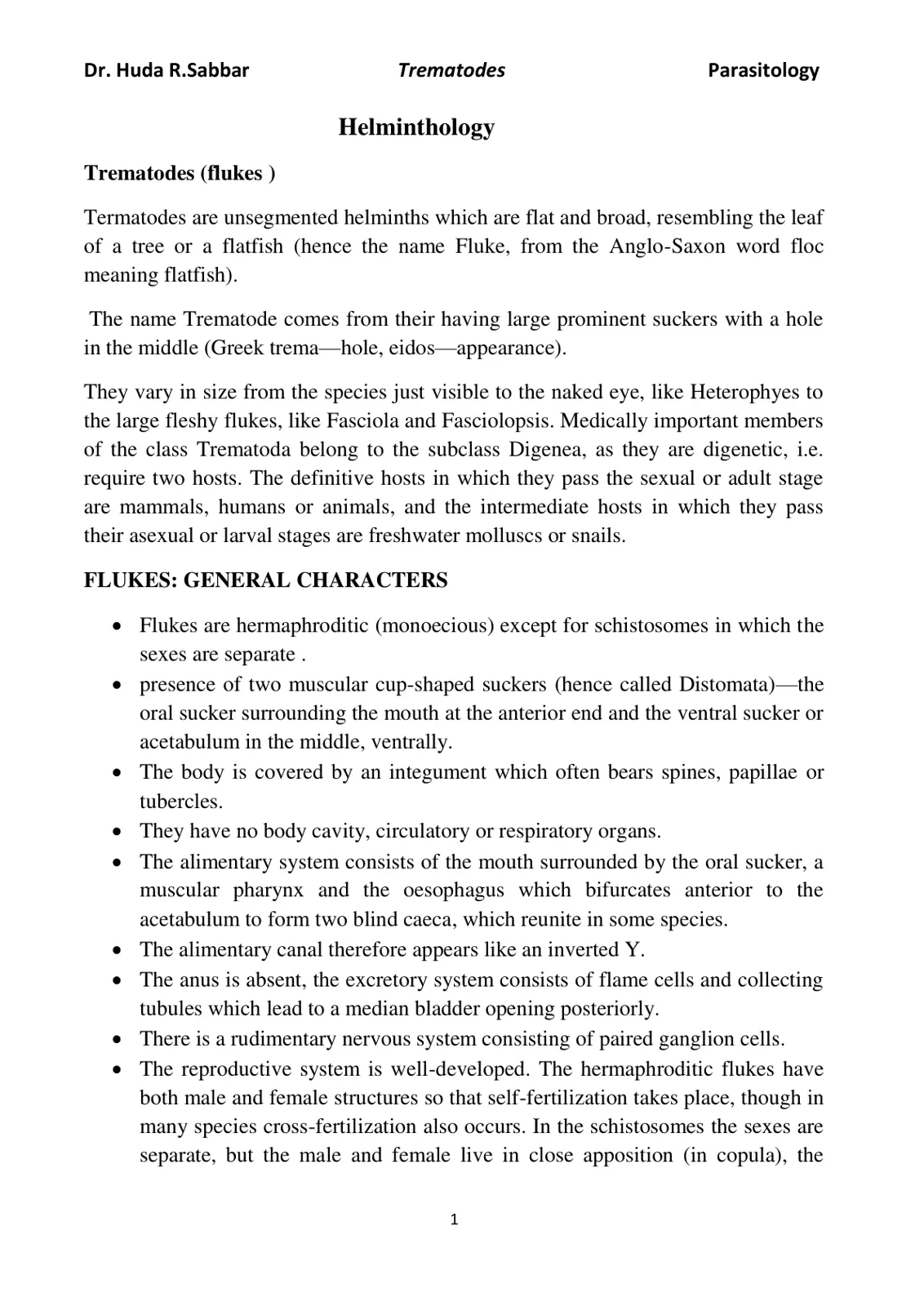 غلاف تقرير Trematodes