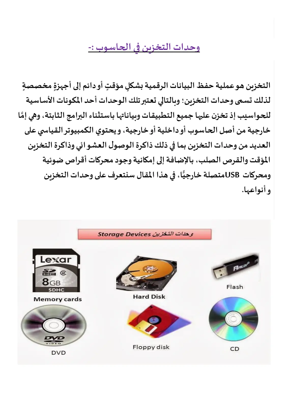 غلاف تقرير وحدات التخزين Storage Devices