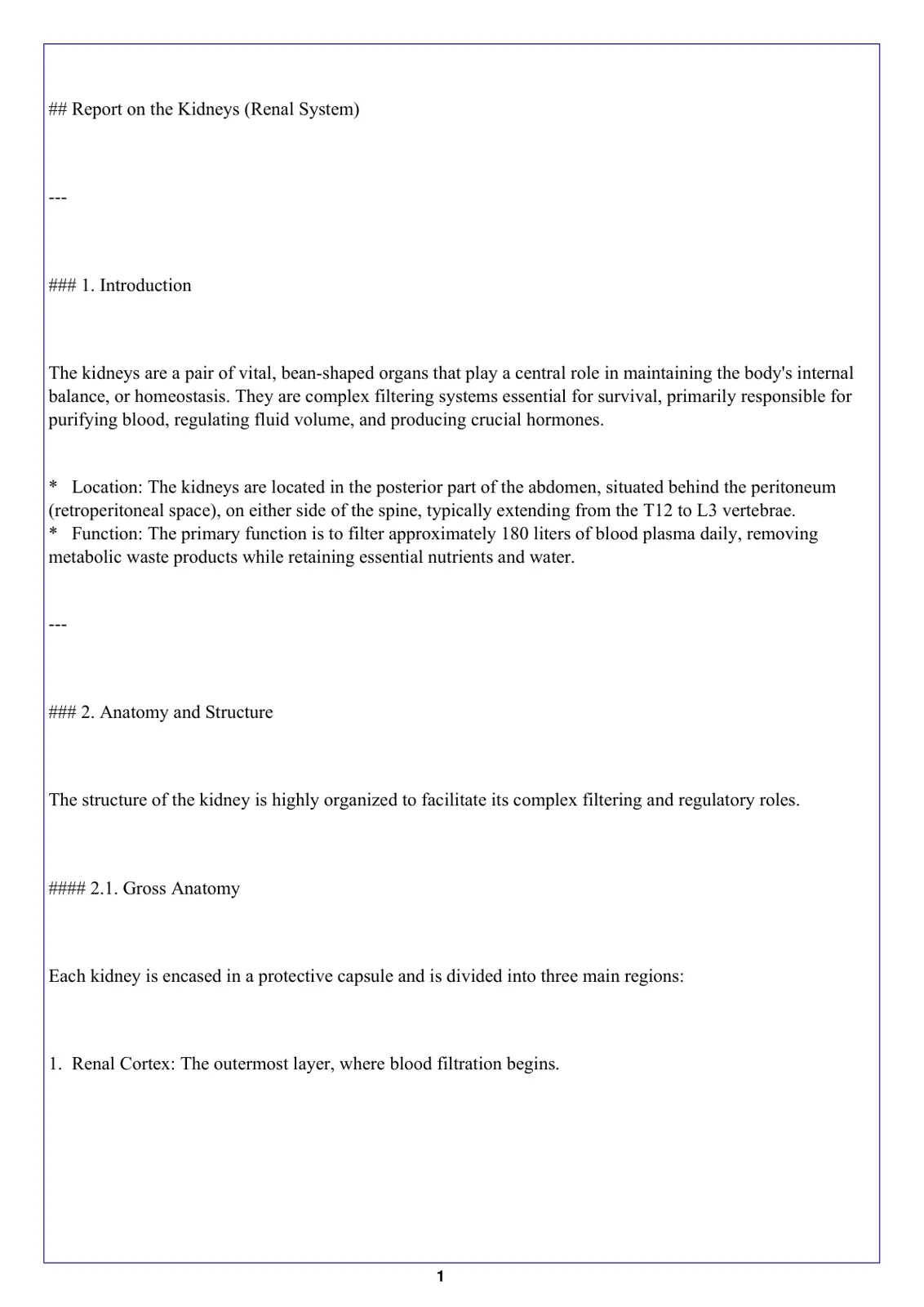 غلاف تقرير Report on the Kidneys (Renal System)