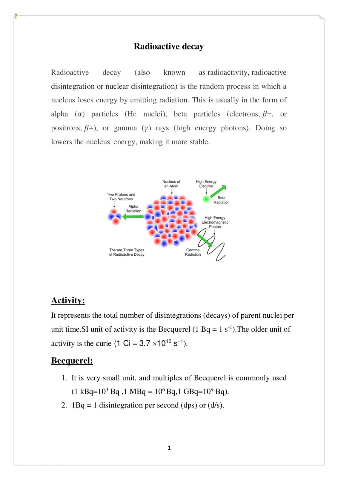 غلاف تقرير Radioactive decay