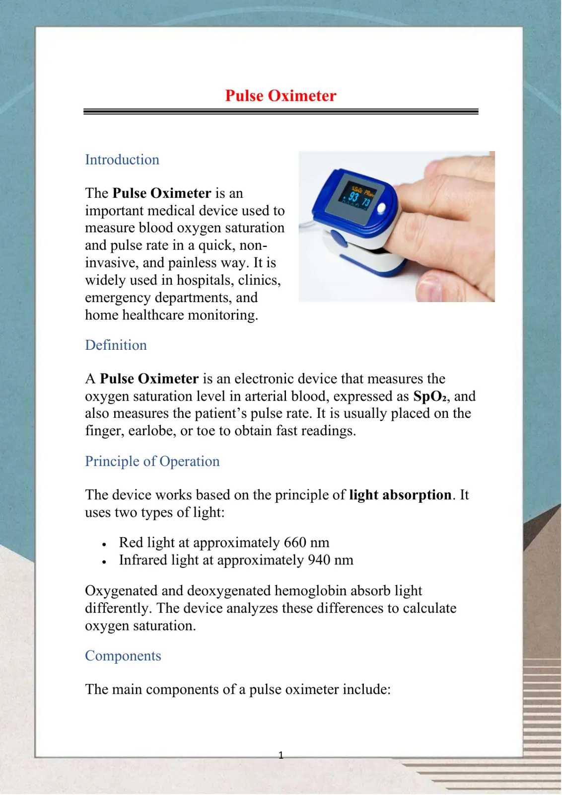 غلاف تقرير Pulse Oximeter