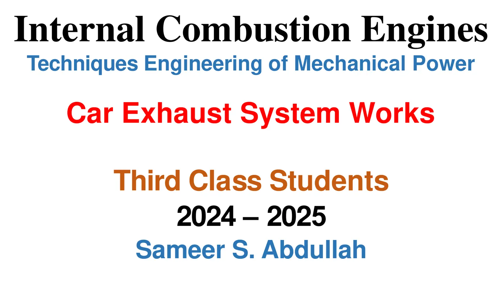 غلاف تقرير Car Exhaust System Works