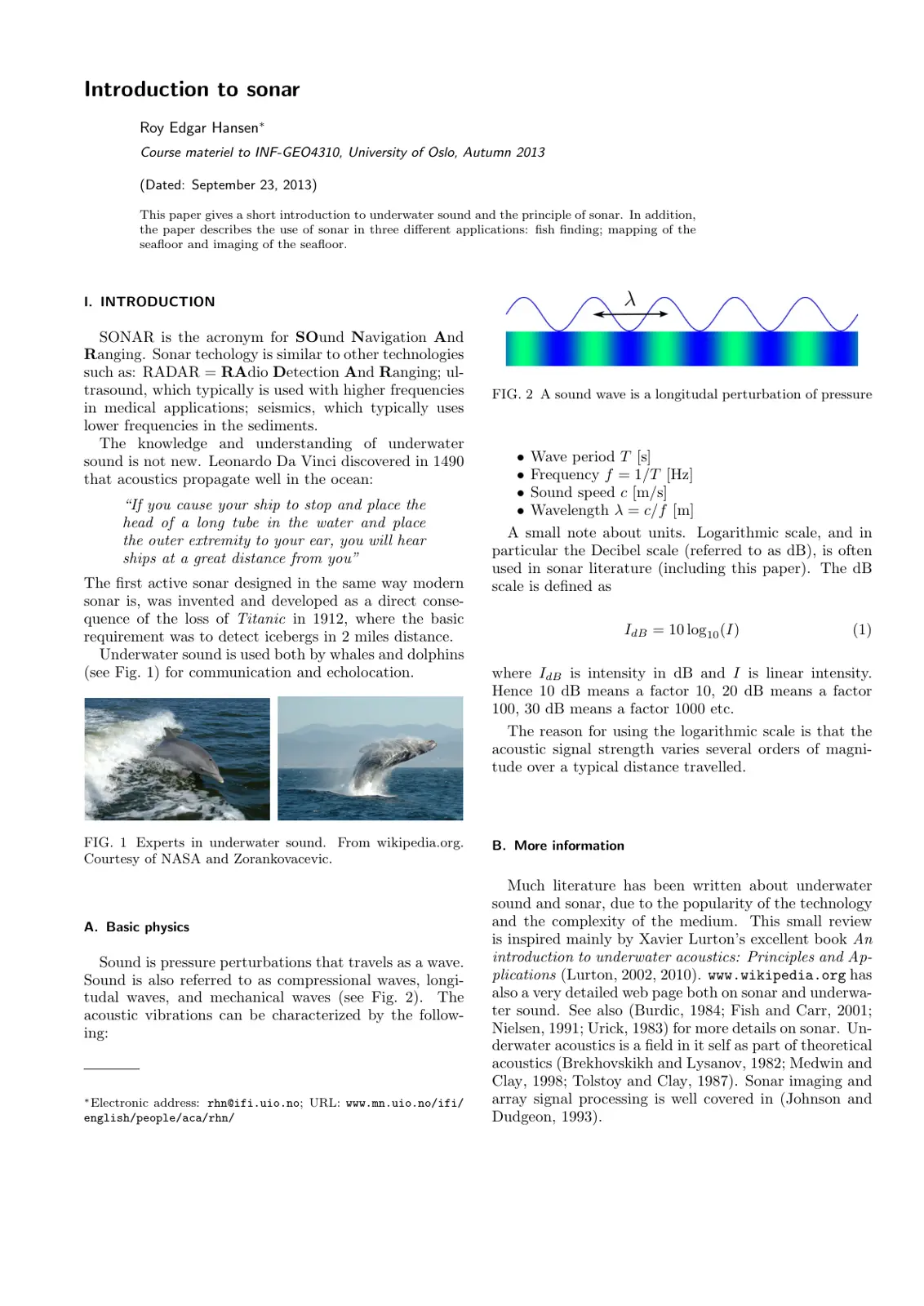 غلاف تقرير Introduction to sonar