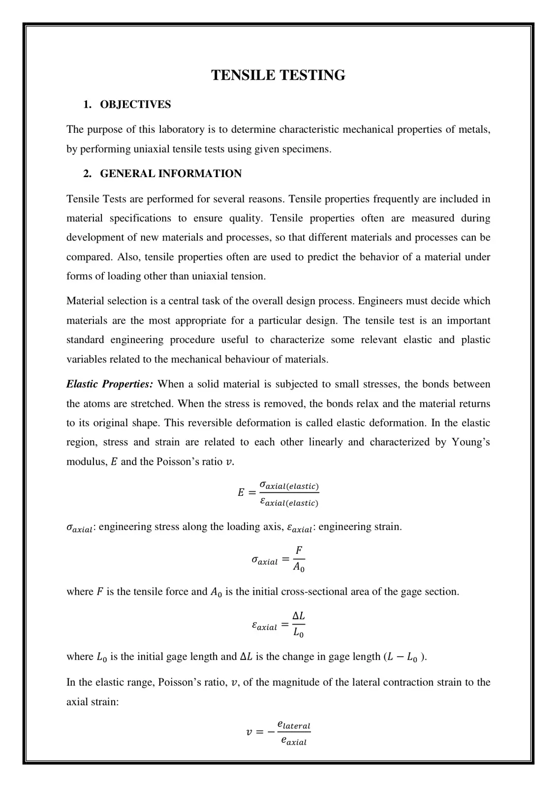 غلاف تقرير Tensile Testing