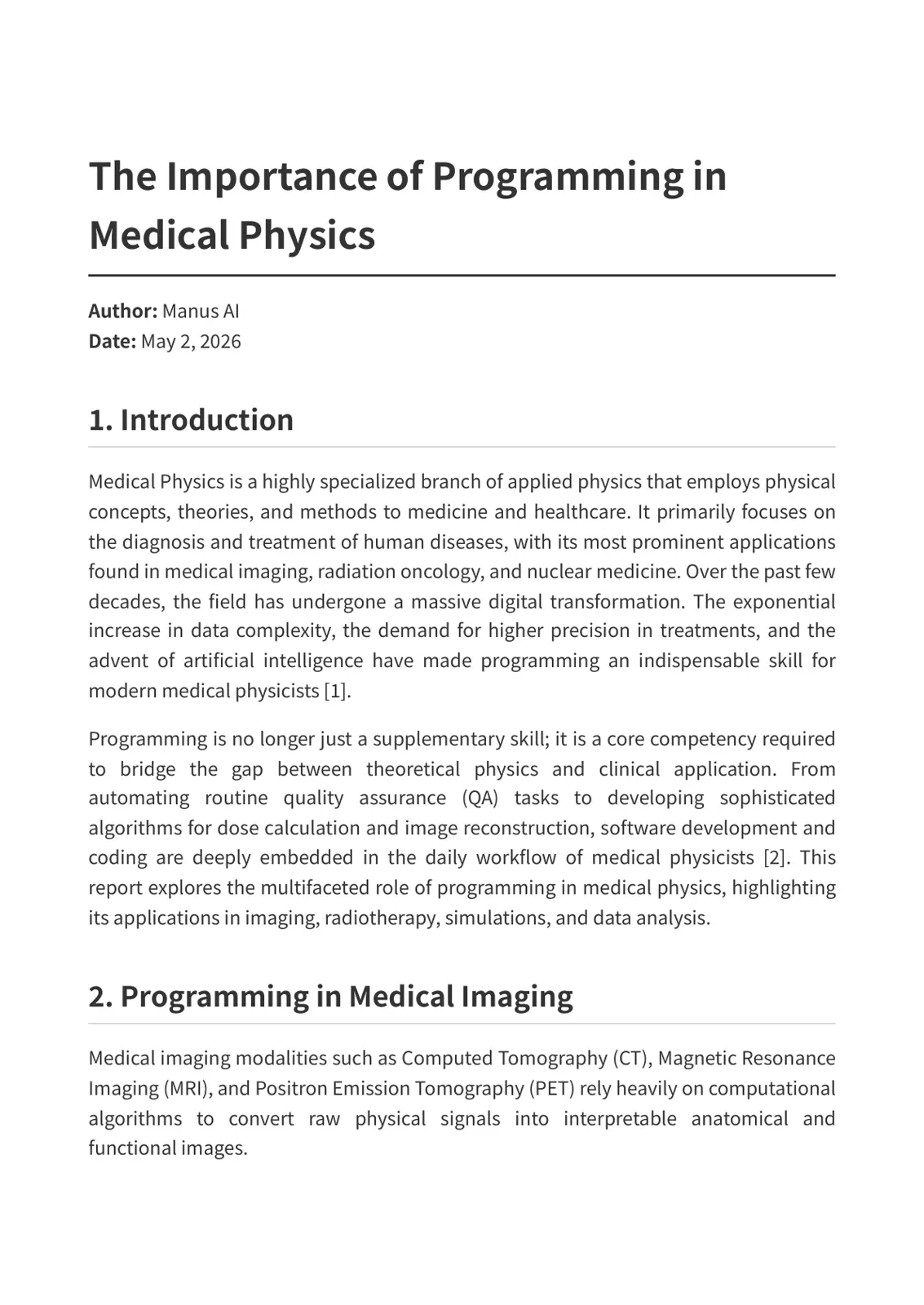 غلاف تقرير The Importance of Programming in Medical Physics