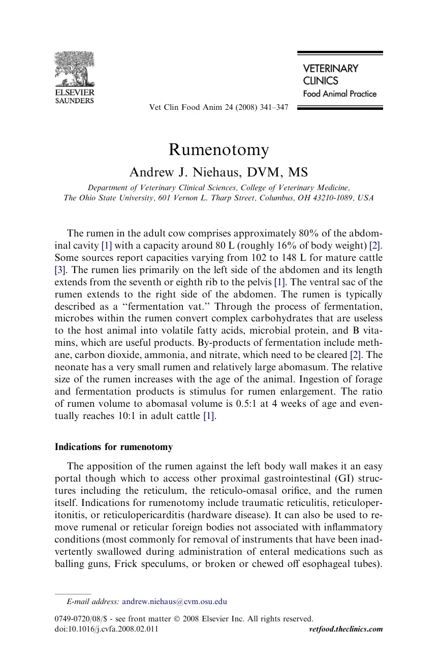 غلاف تقرير Rumenotomy