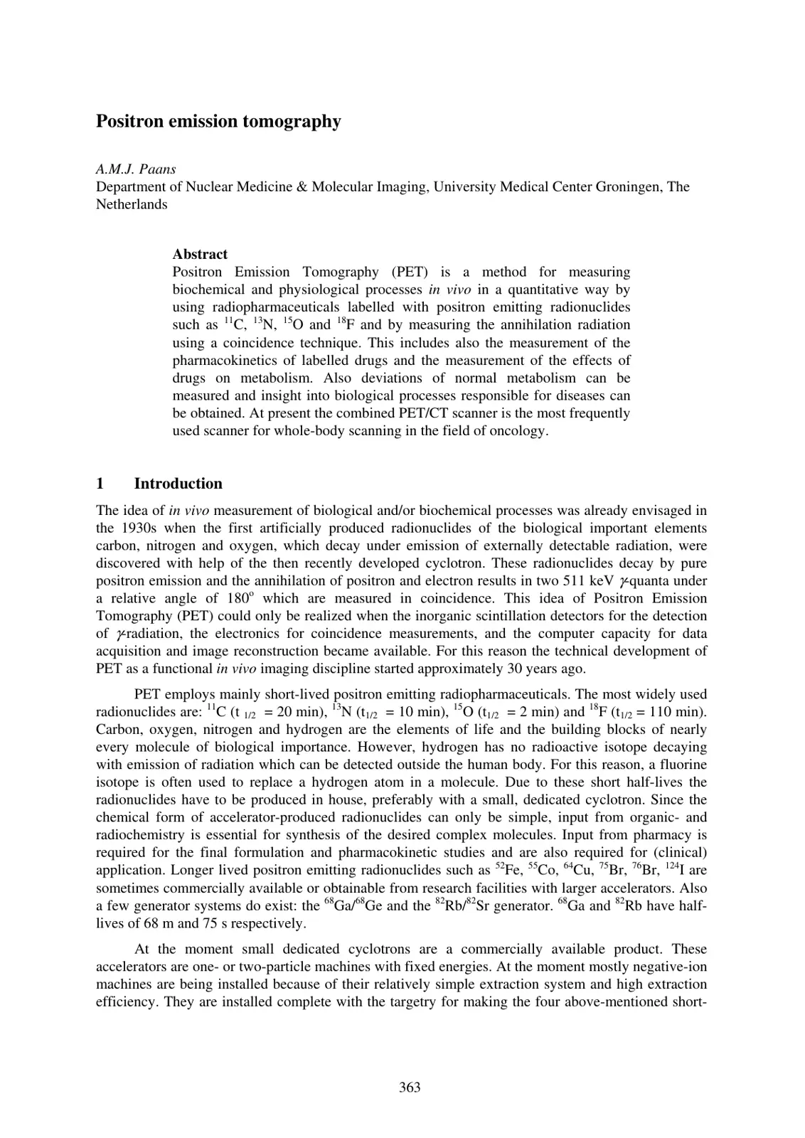 غلاف تقرير Positron emission tomography