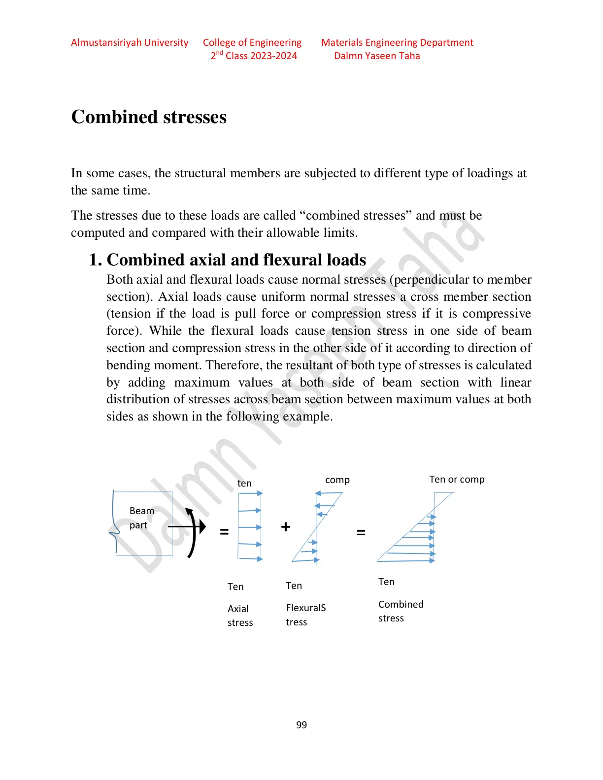 غلاف تقرير Combined stresses