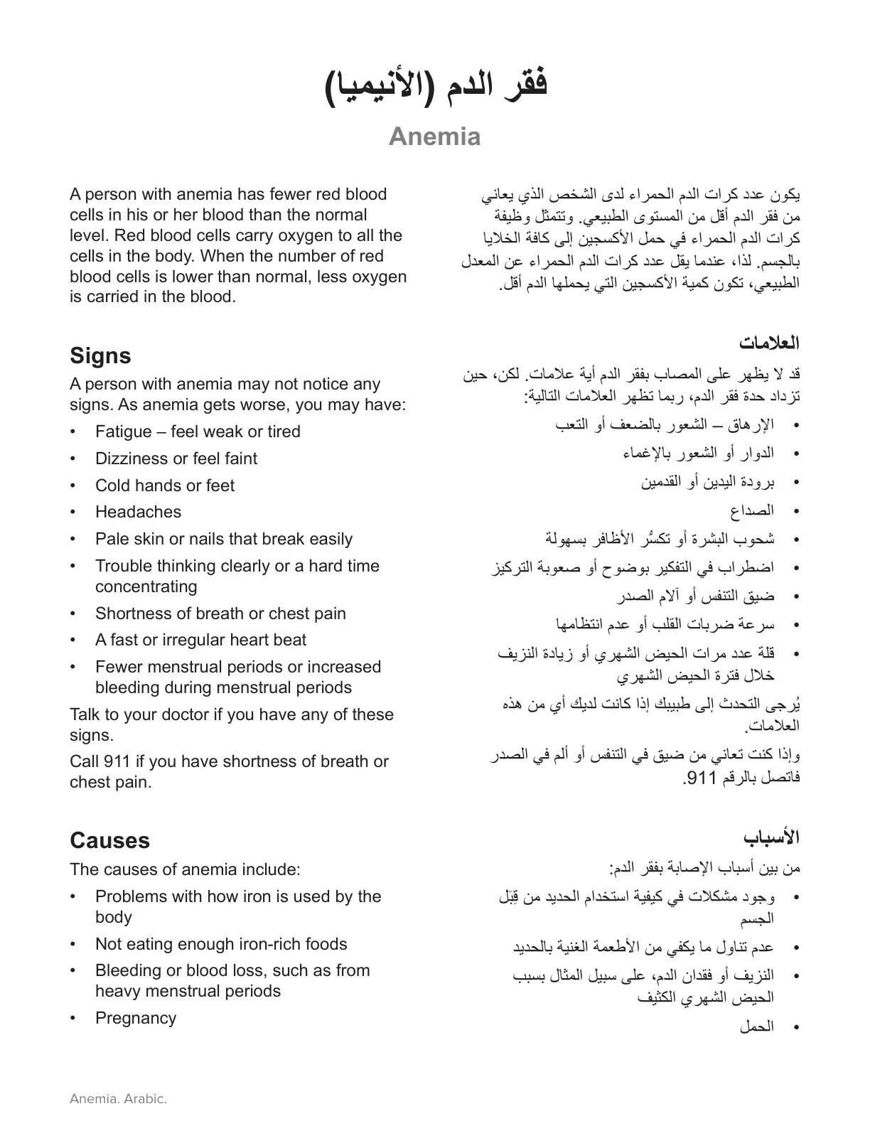 غلاف تقرير فقر الدم (الأنيميا)