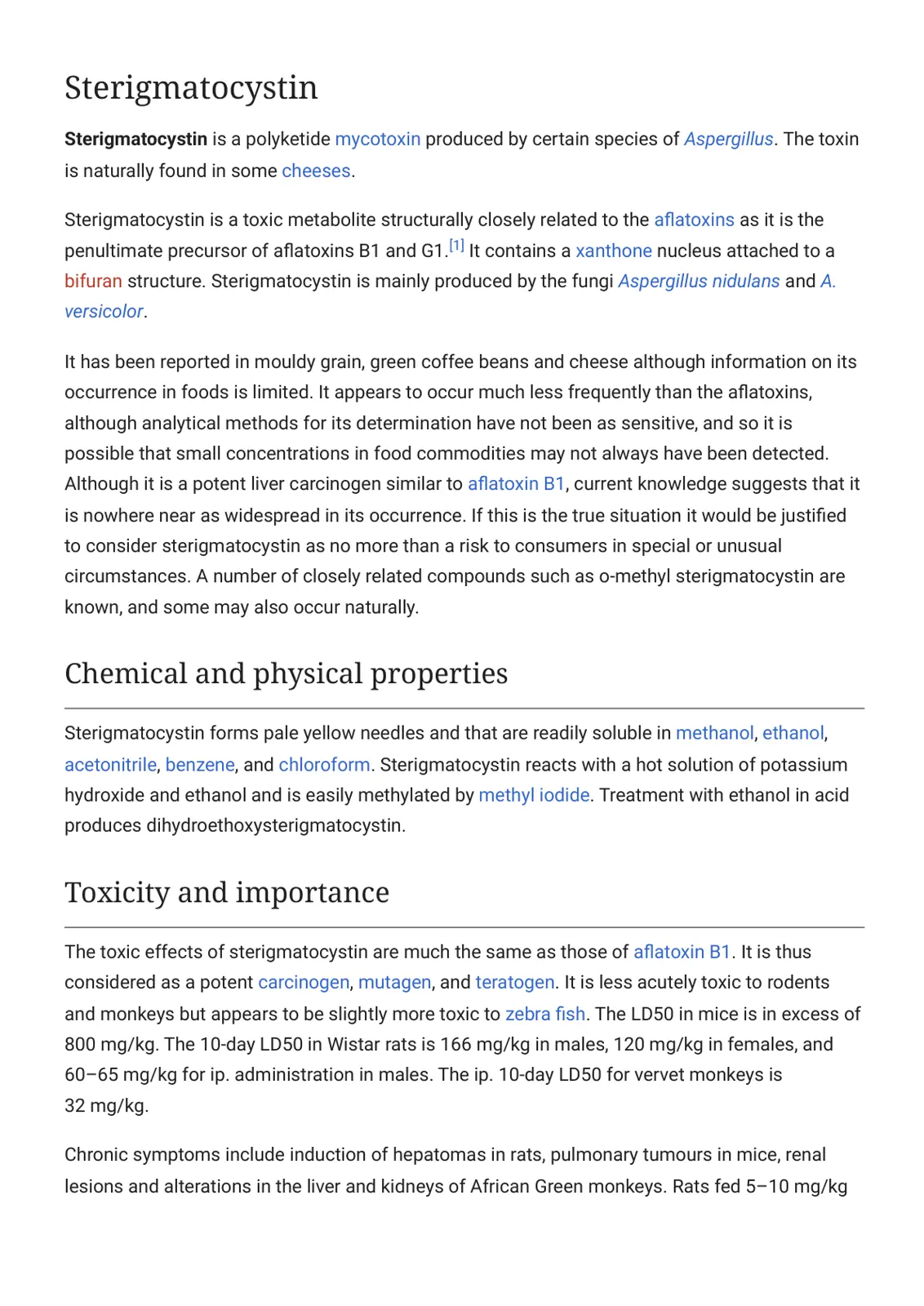 غلاف تقرير Sterigmatocystin