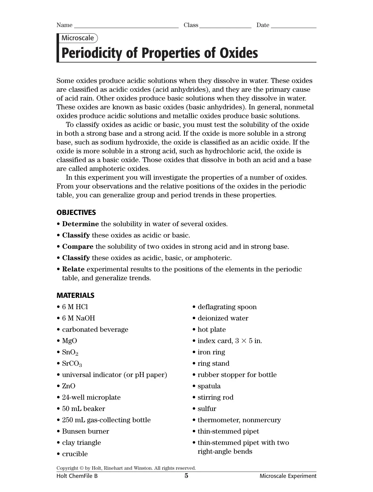 غلاف تقرير Periodicity of Properties of Oxides