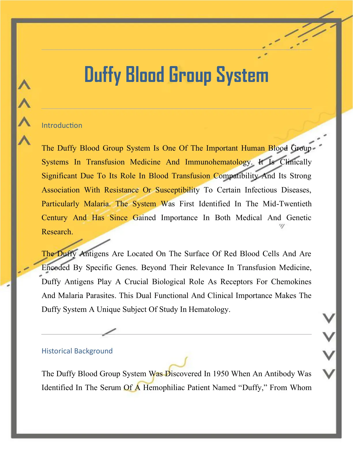 غلاف تقرير Duffy Blood Group System