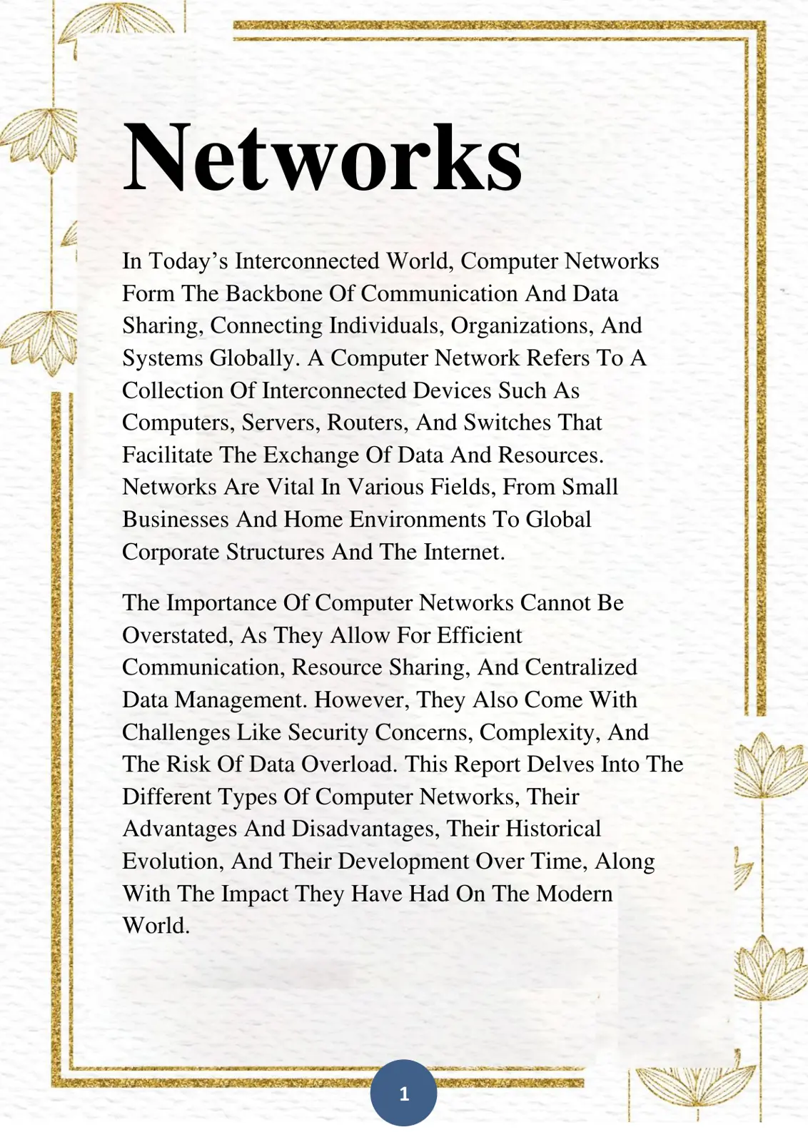 غلاف تقرير Networks