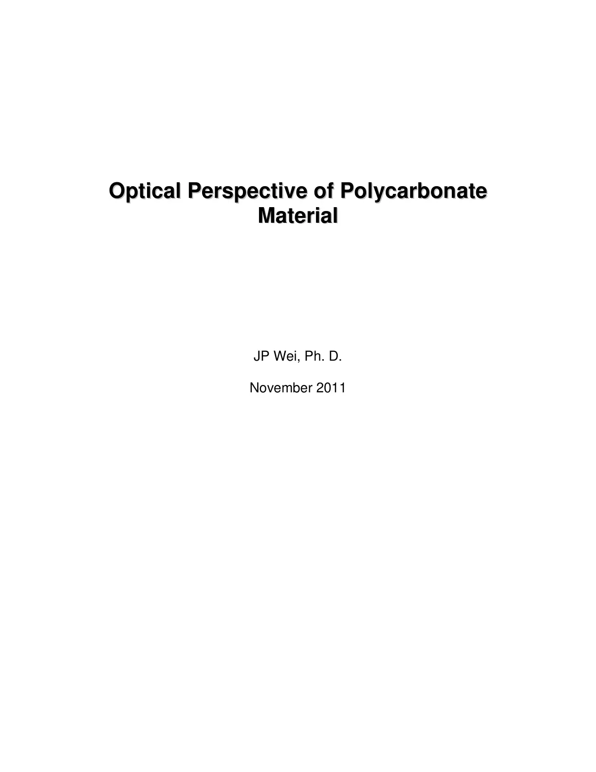 غلاف تقرير Optical Perspective of Polycarbonate Material