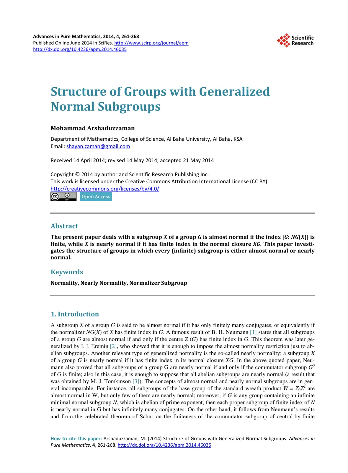 غلاف تقرير Structure of Groups with Generalized Normal Subgroups