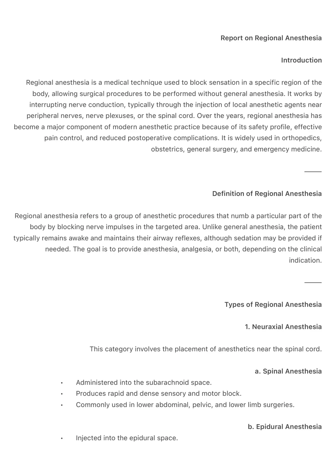غلاف تقرير Report on Regional Anesthesia