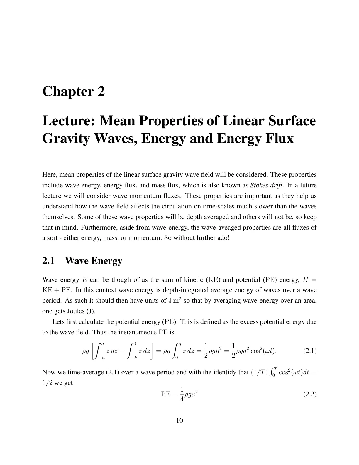 غلاف تقرير Lecture: Mean Properties of Linear Surface Gravity Waves, Energy and Energy Flux