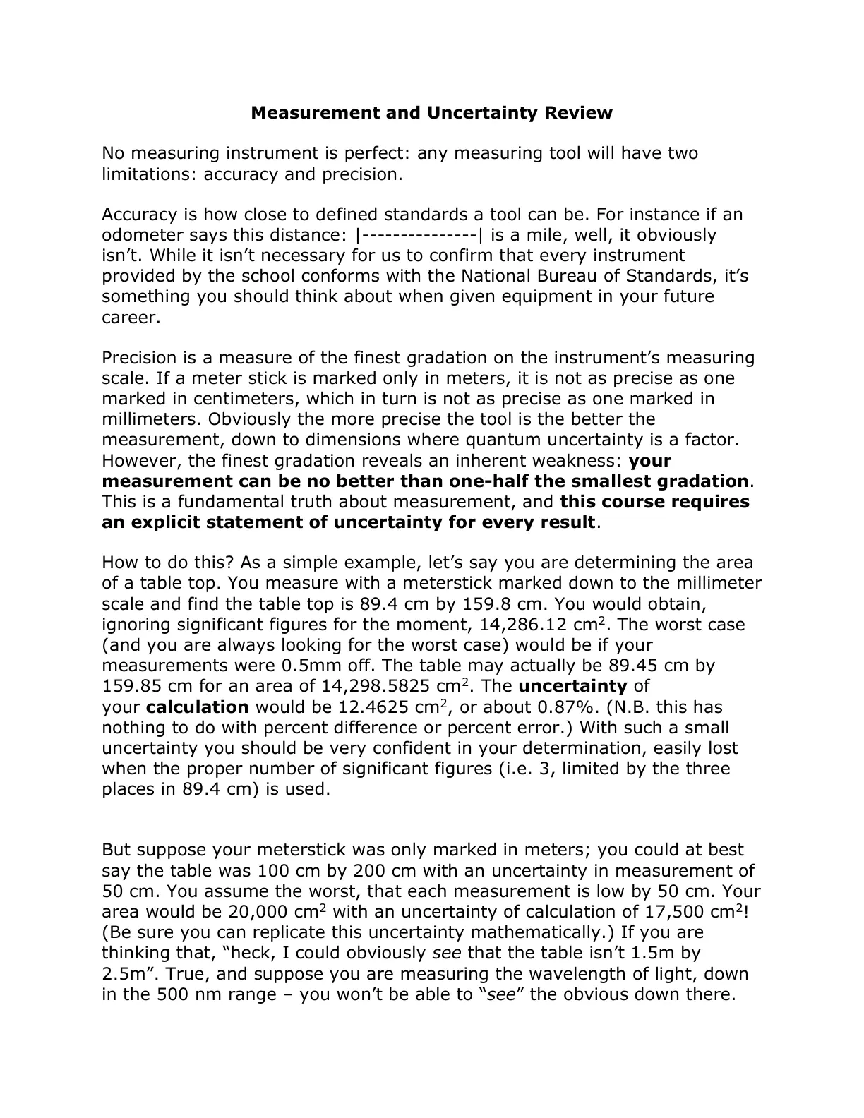 غلاف تقرير Measurement and Uncertainty Review