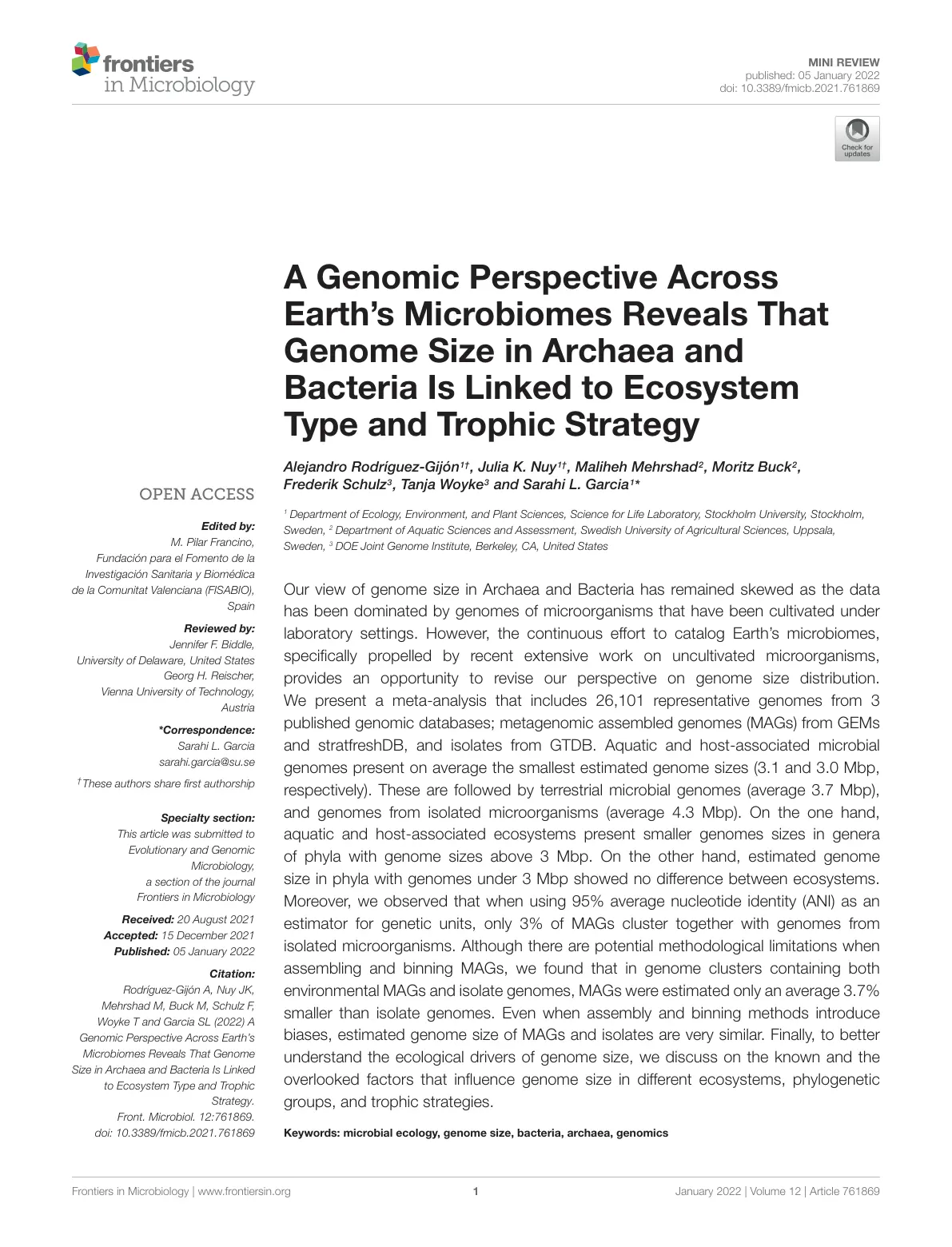 غلاف تقرير Mini Review: Frontiers in Microbiology