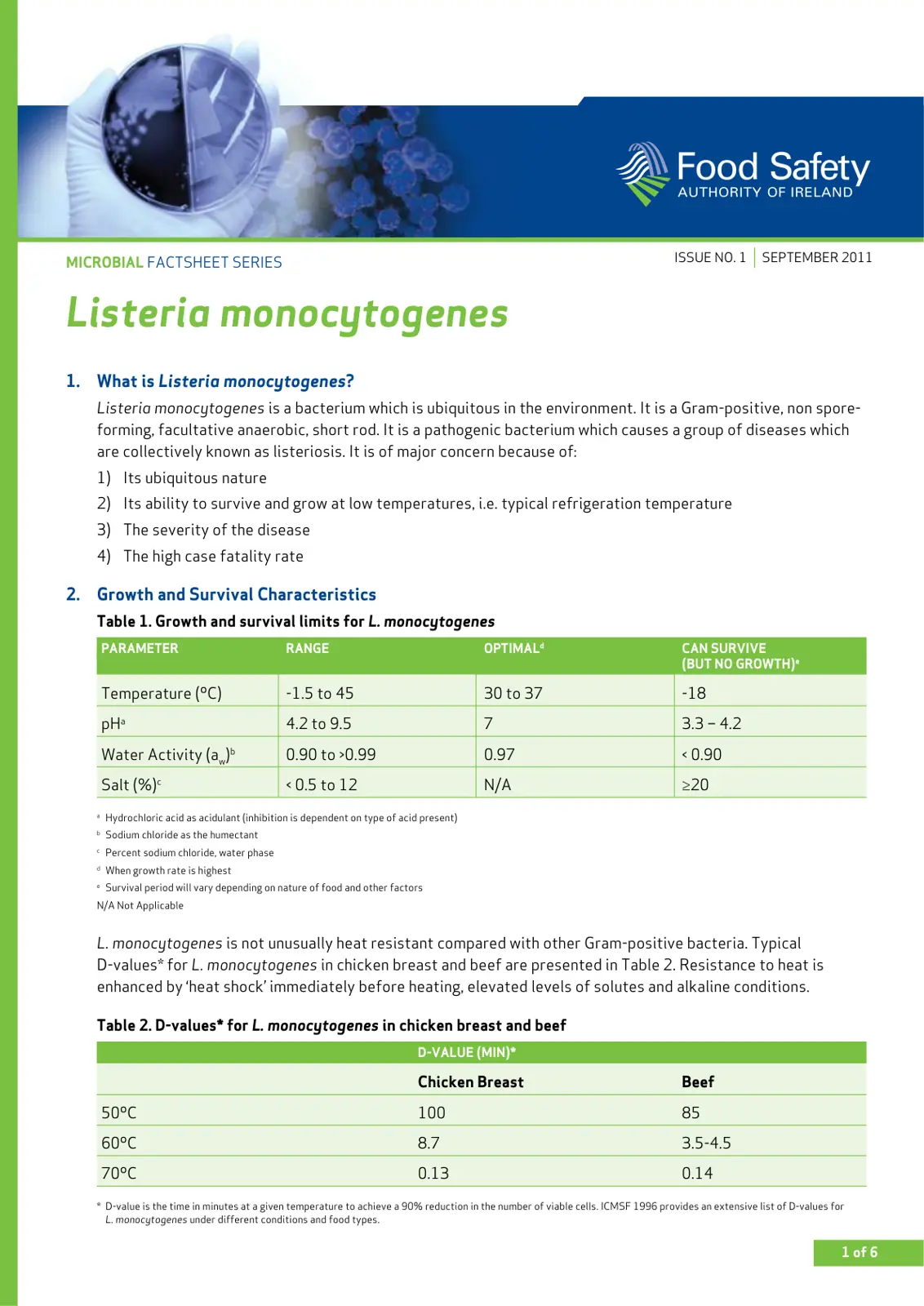 غلاف تقرير Listeria monocytogenes