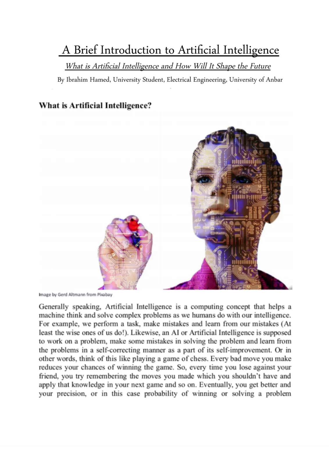 غلاف تقرير A Brief Introduction to Artificial Intelligence
