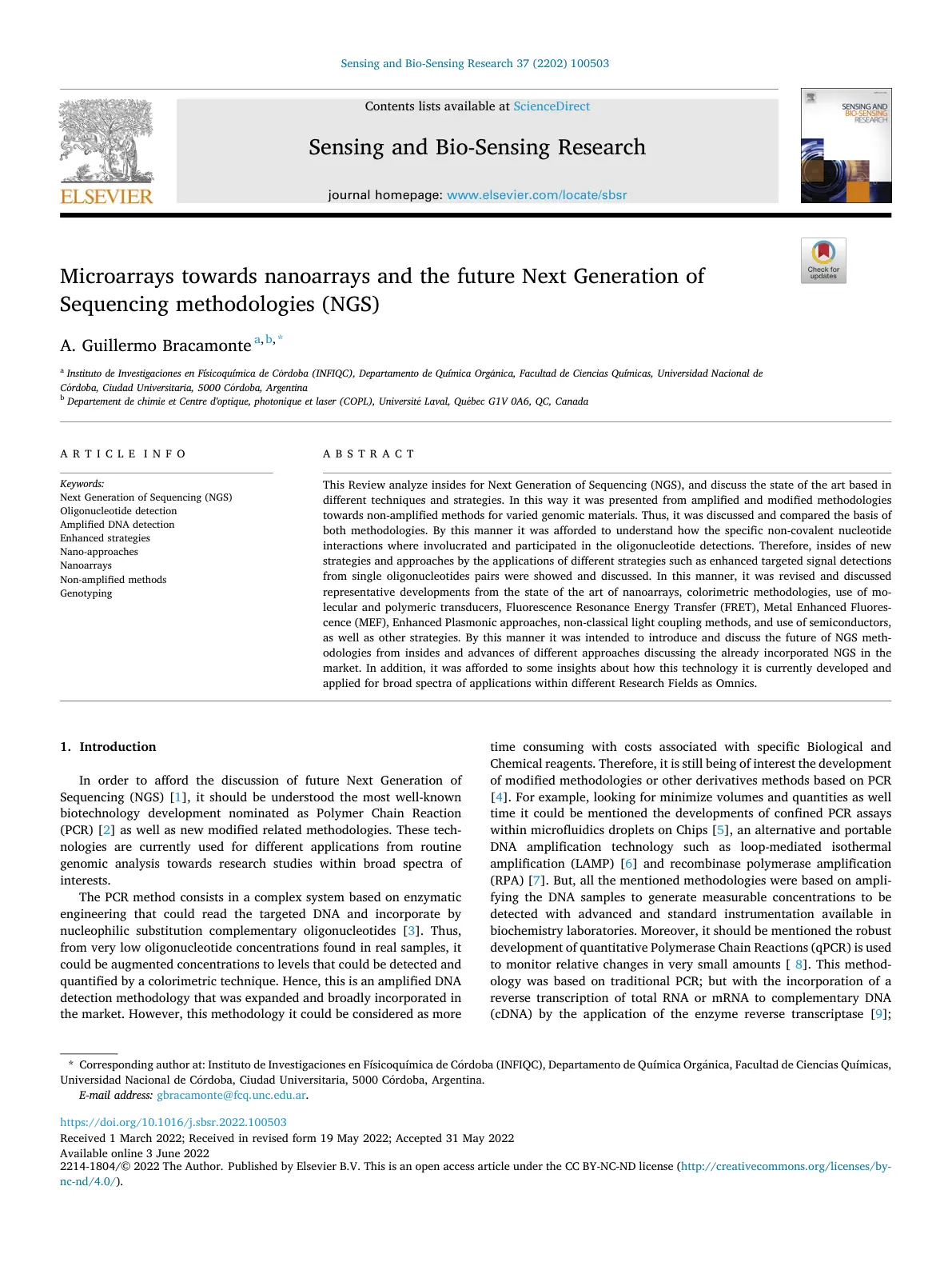 غلاف تقرير Microarrays towards nanoarrays and the future Next Generation of Sequencing methodologies (NGS)