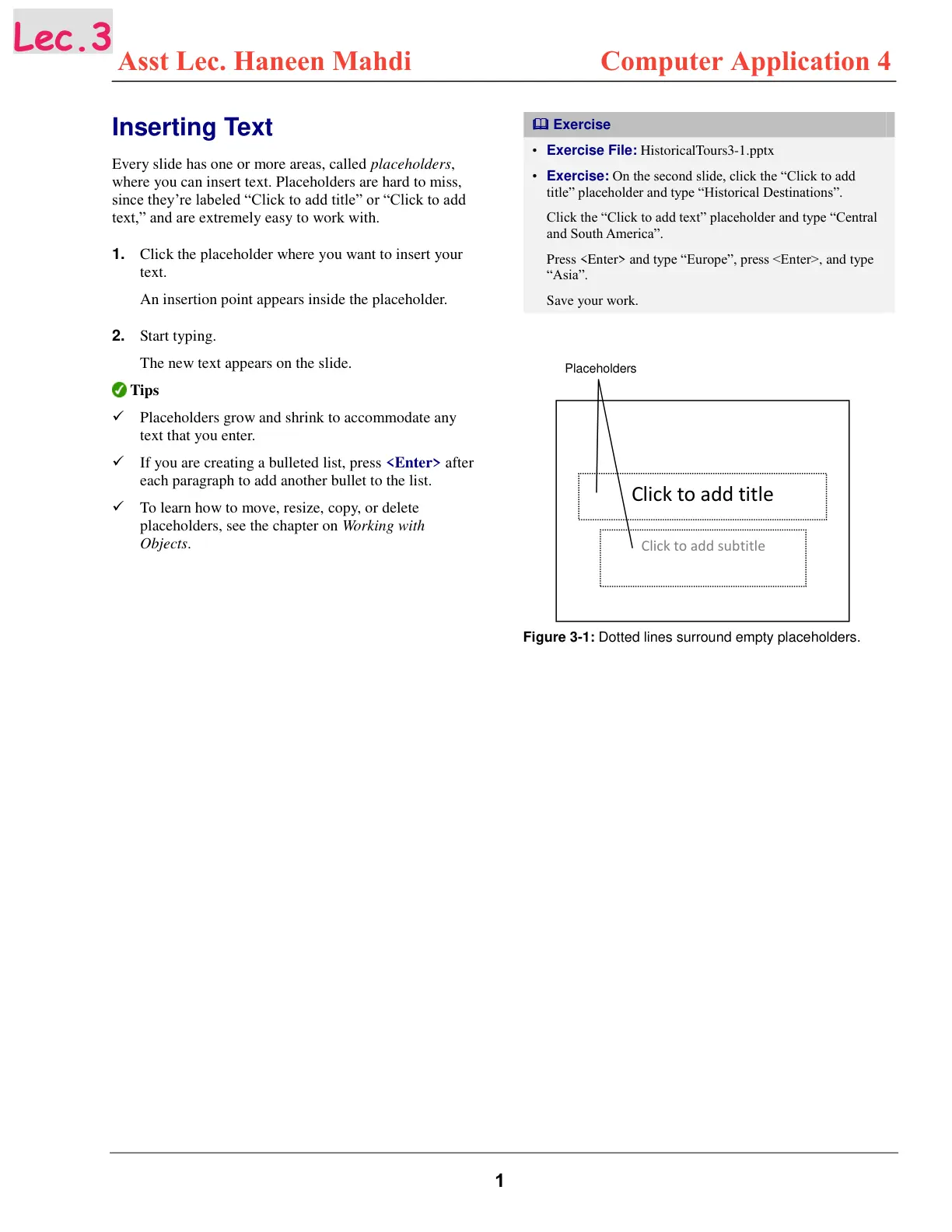 غلاف تقرير Lec.3 - Inserting Text