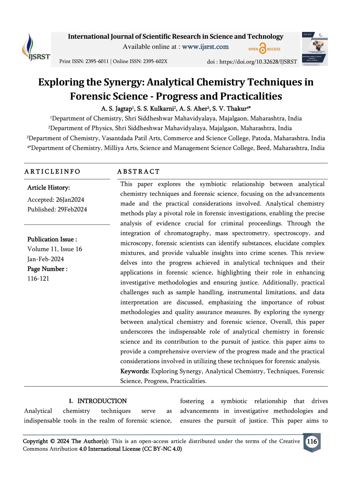 غلاف تقرير Exploring the Synergy: Analytical Chemistry Techniques in Forensic Science - Progress and Practicalities