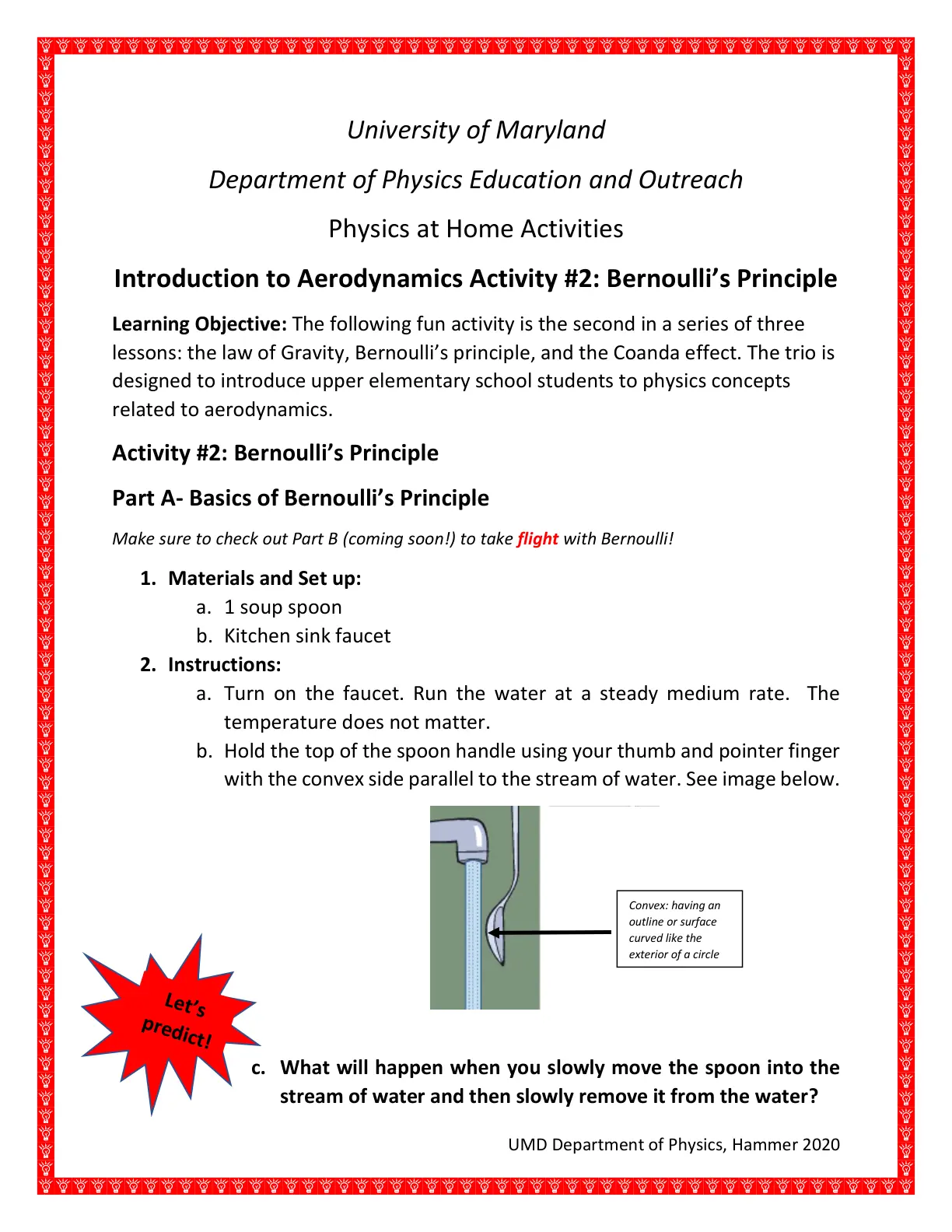 غلاف تقرير Physics at Home Activities - Introduction to Aerodynamics: Bernoulli's Principle