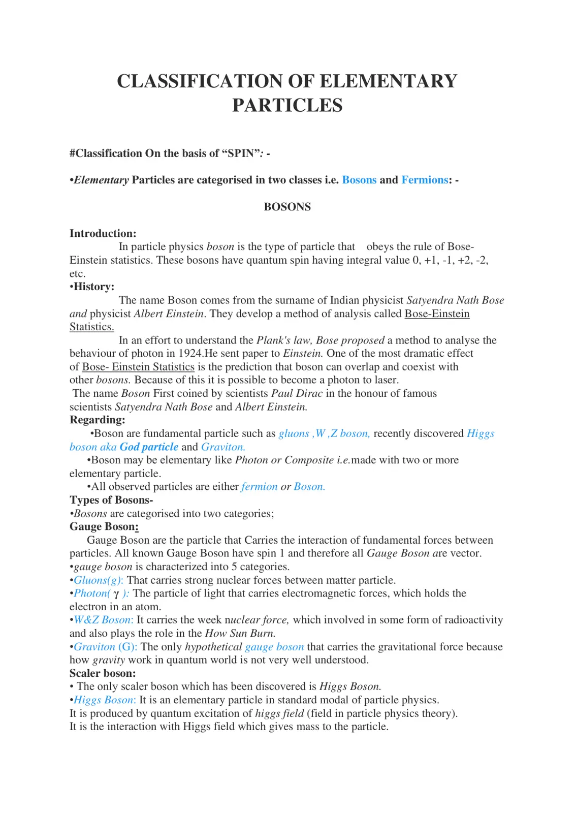 غلاف تقرير Classification of Elementary Particles