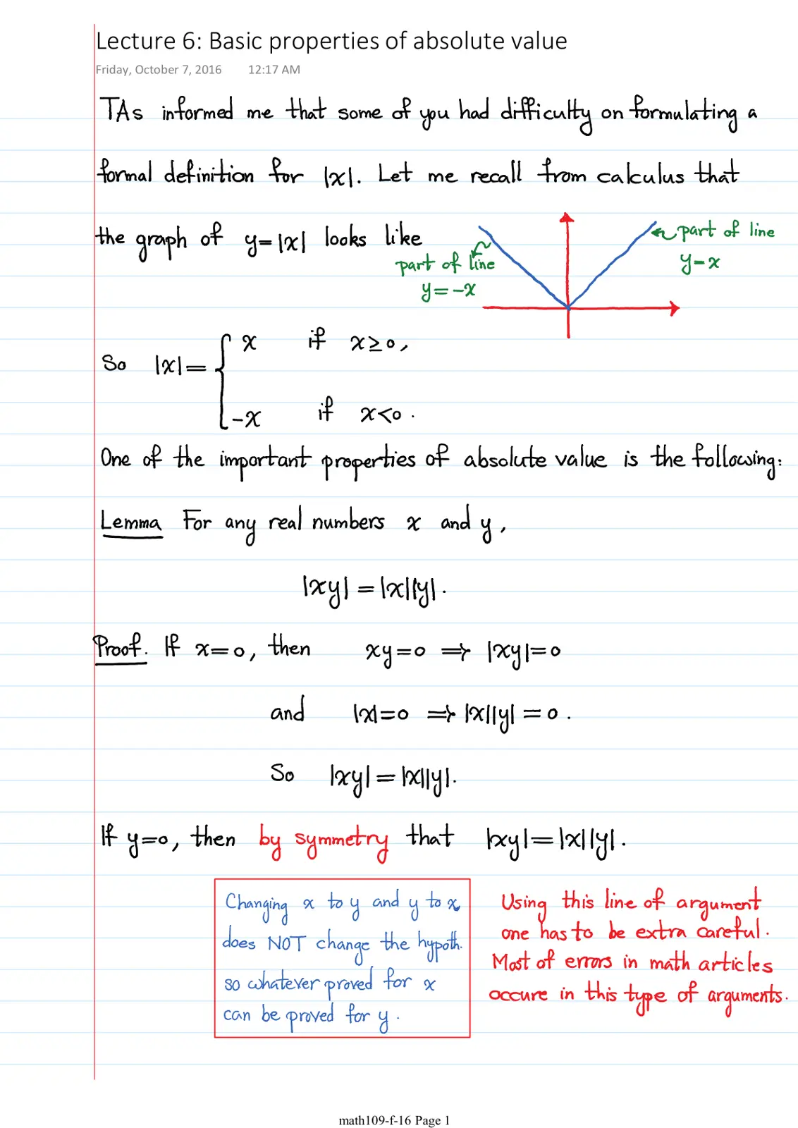 غلاف تقرير Lecture 6: Basic properties of absolute value