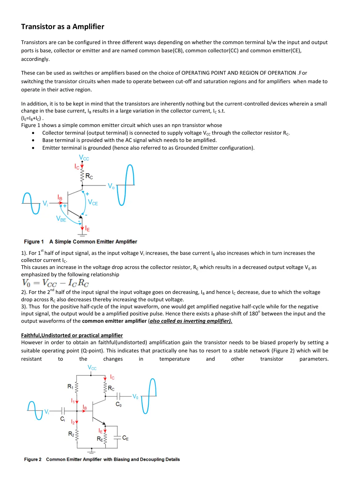 غلاف تقرير Transistor as a Amplifier