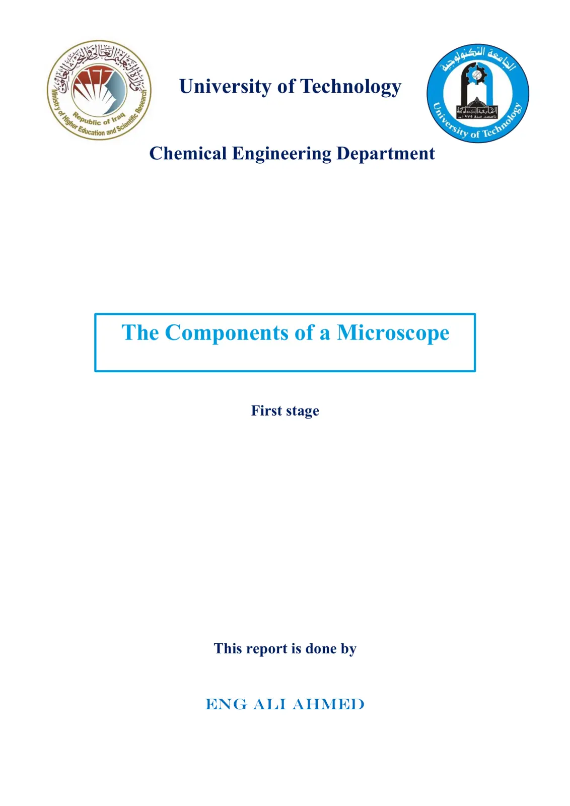 غلاف تقرير The Components of a Microscope