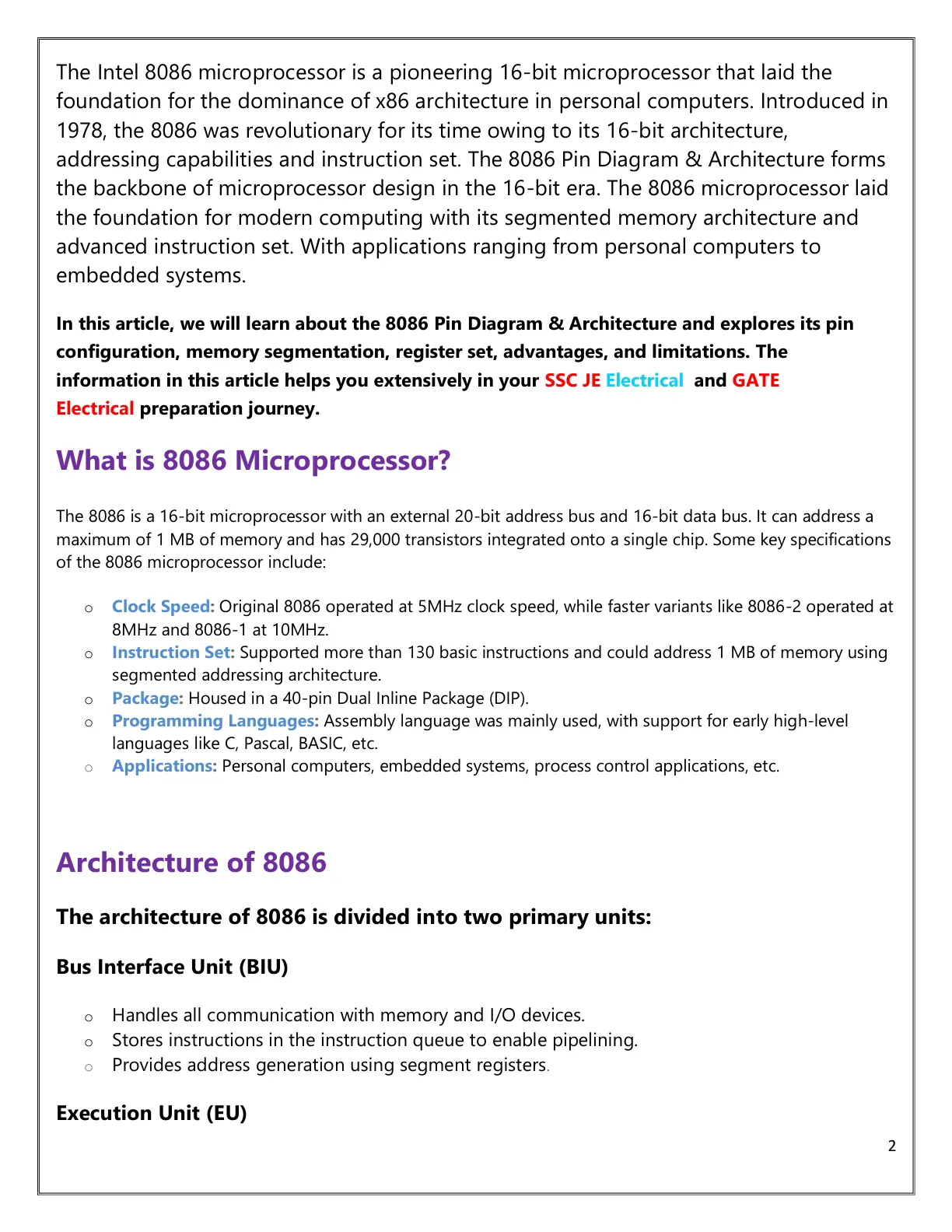 غلاف تقرير The Intel 8086 microprocessor