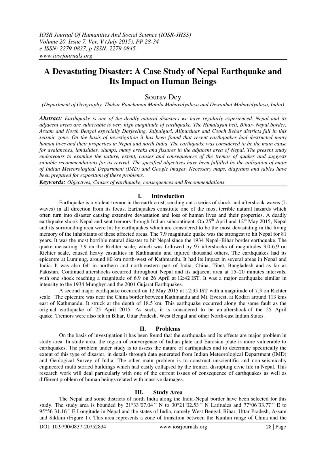 غلاف تقرير A Devastating Disaster: A Case Study of Nepal Earthquake and Its Impact on Human Beings