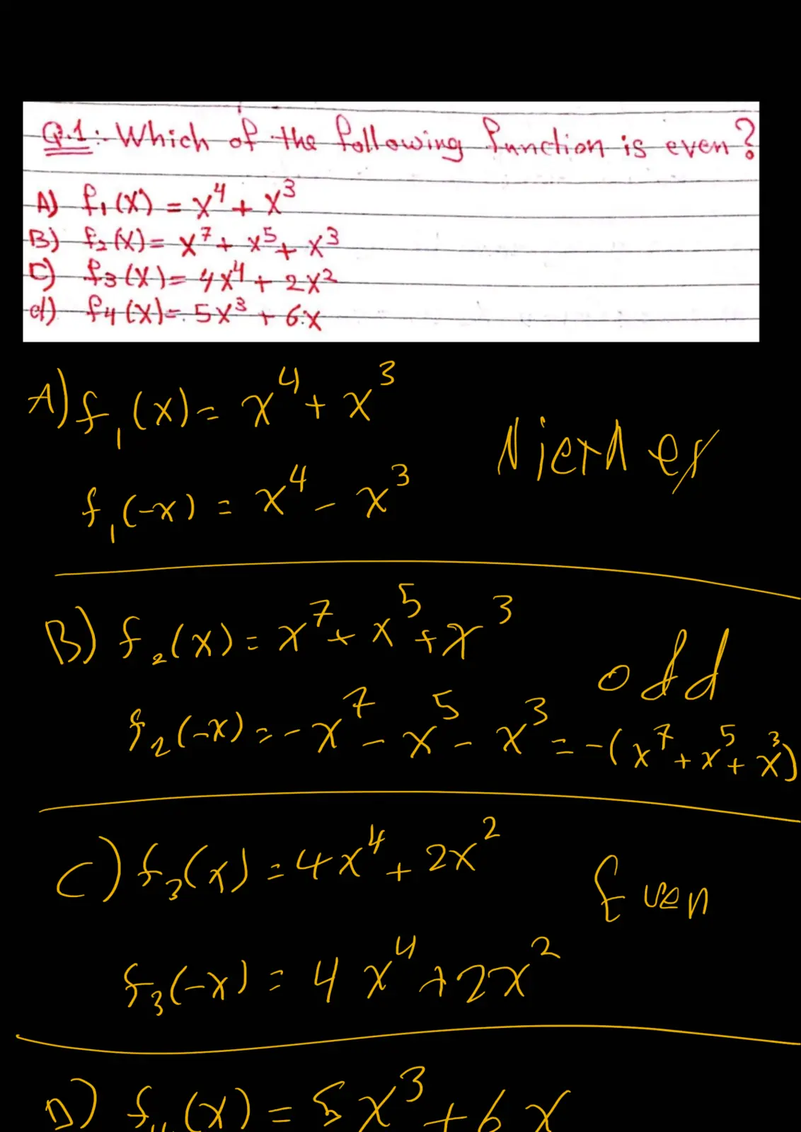 غلاف تقرير Functions Classification: Even and Odd