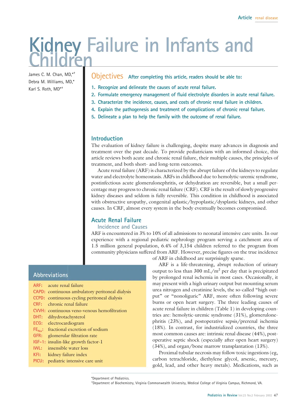 غلاف تقرير Kidney Failure in Infants and Children