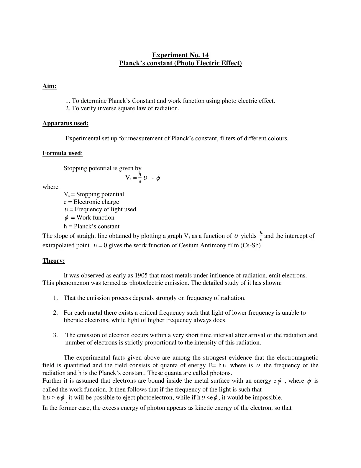 غلاف تقرير Planck's Constant (Photo Electric Effect)