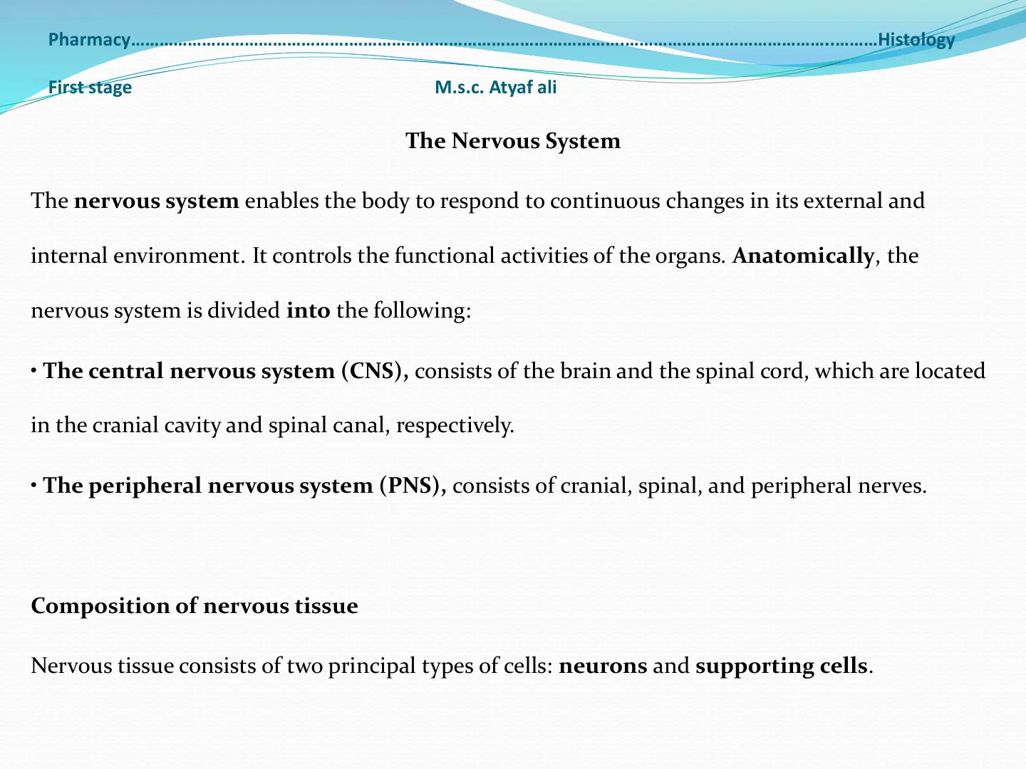 غلاف تقرير The Nervous System - Histology