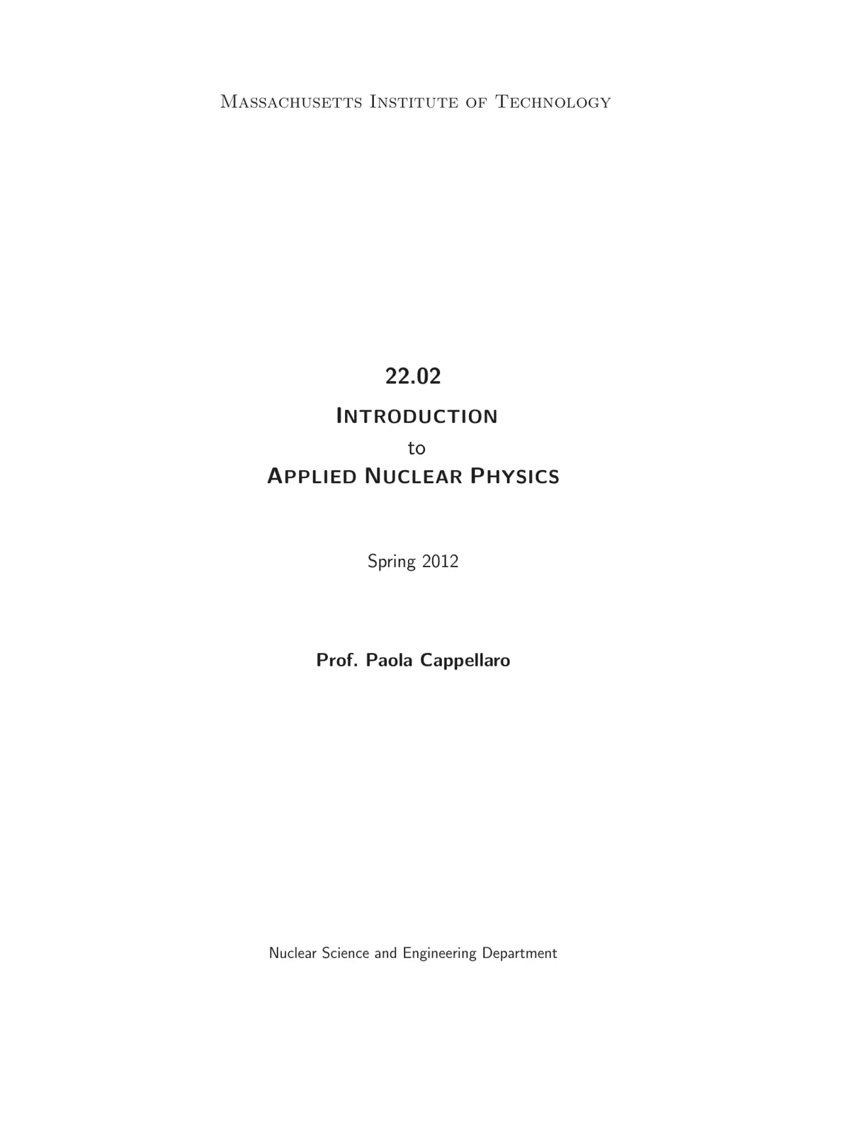 غلاف تقرير INTRODUCTION TO APPLIED NUCLEAR PHYSICS