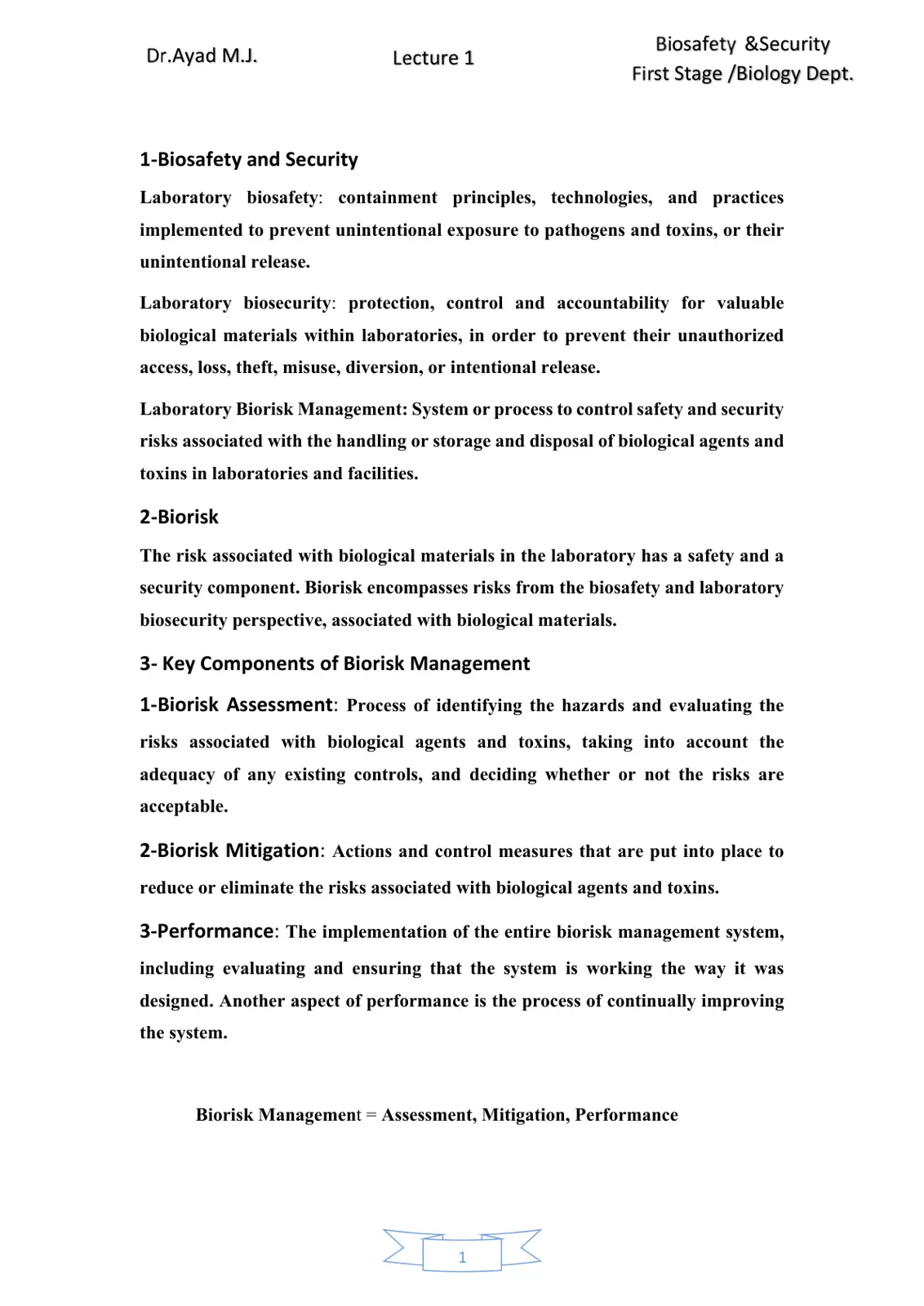 غلاف تقرير Biosafety & Security