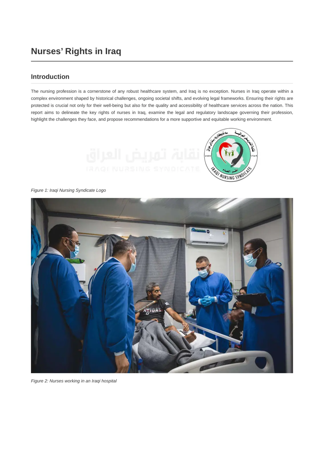 غلاف تقرير Nurses' Rights in Iraq