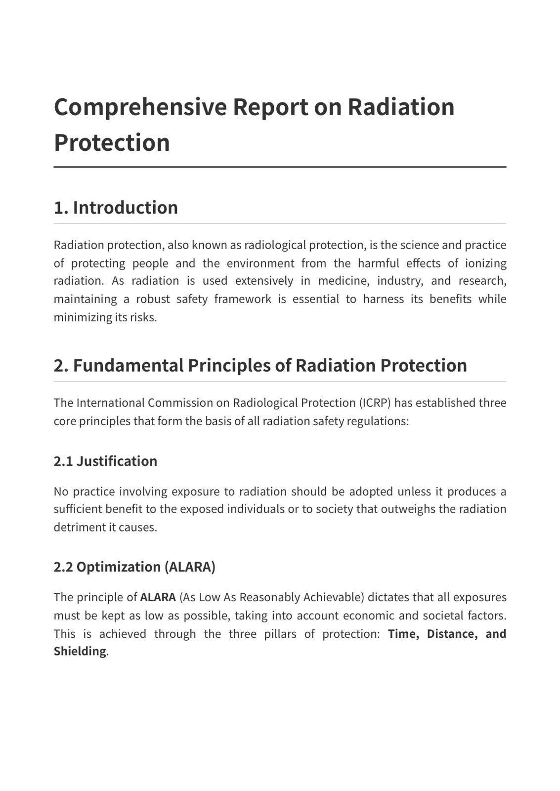 غلاف تقرير Comprehensive Report on Radiation Protection