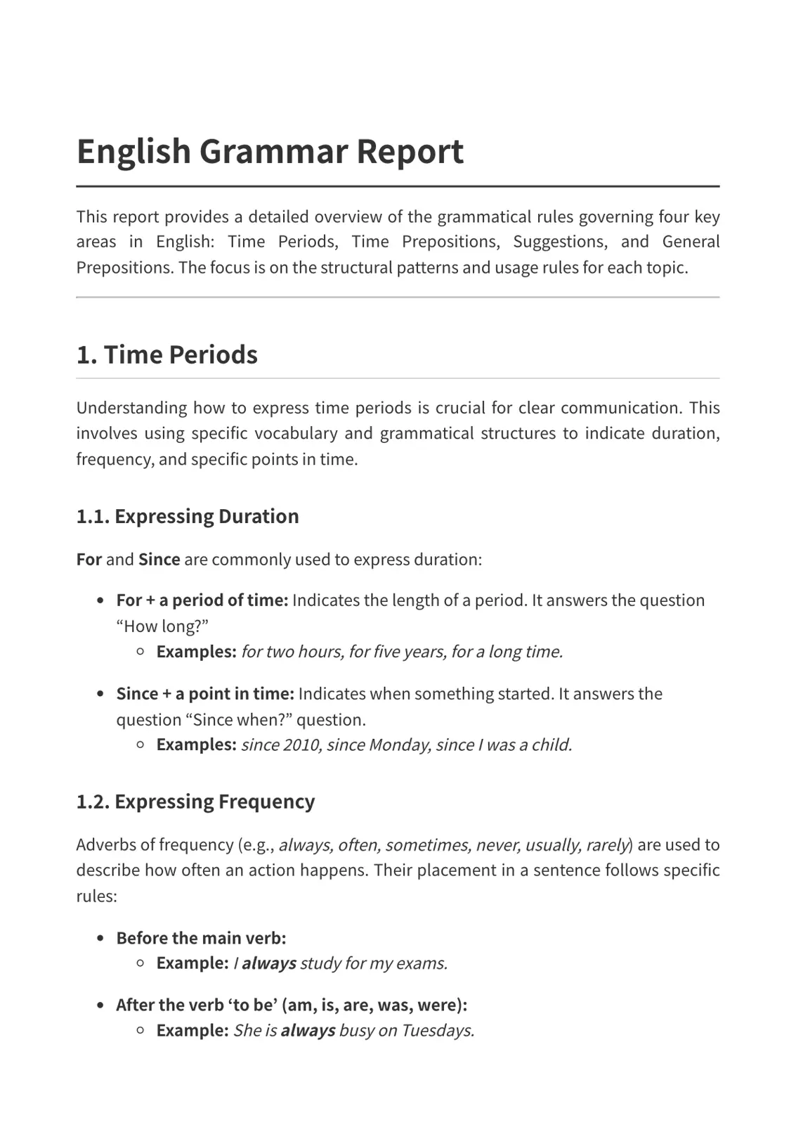غلاف تقرير English Grammar Report