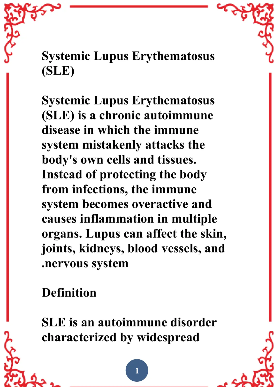 غلاف تقرير Systemic Lupus Erythematosus (SLE)