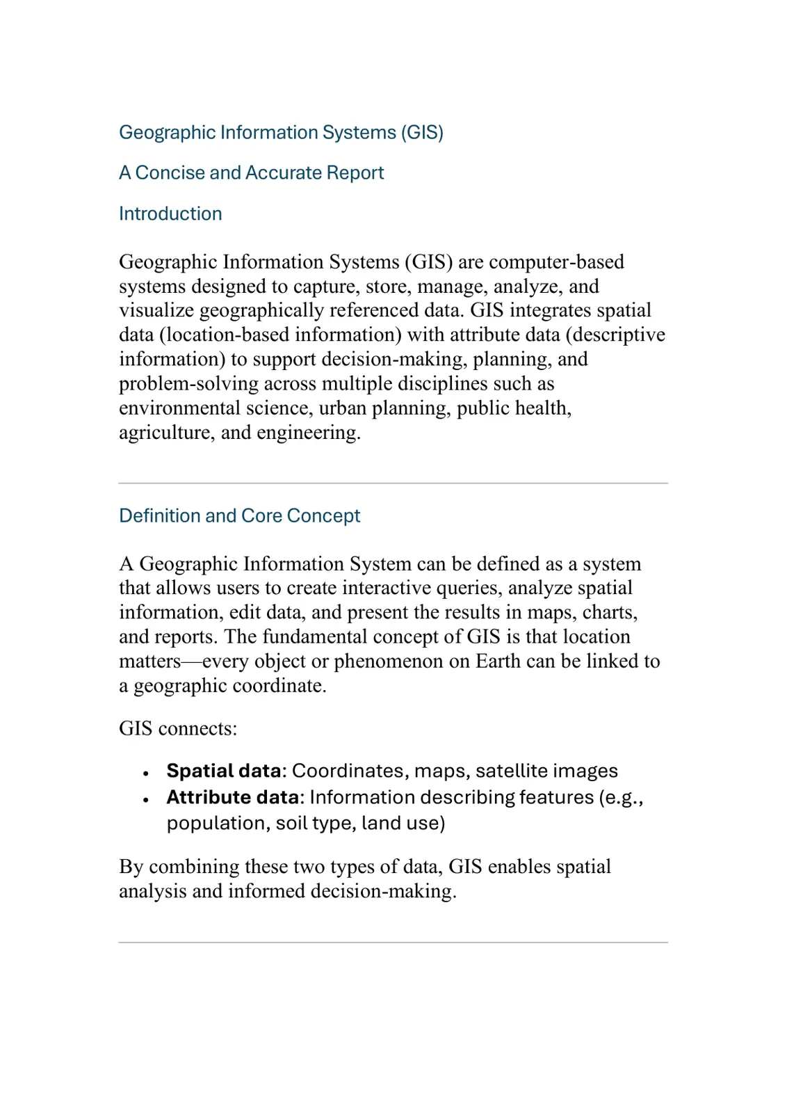 غلاف تقرير Geographic Information Systems (GIS): A Concise and Accurate Report