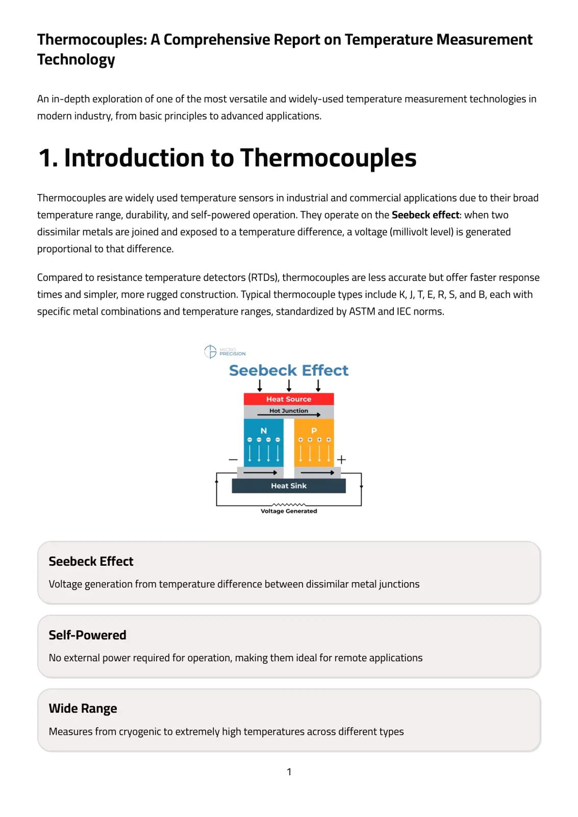 غلاف تقرير Thermocouples: A Comprehensive Report on Temperature Measurement Technology